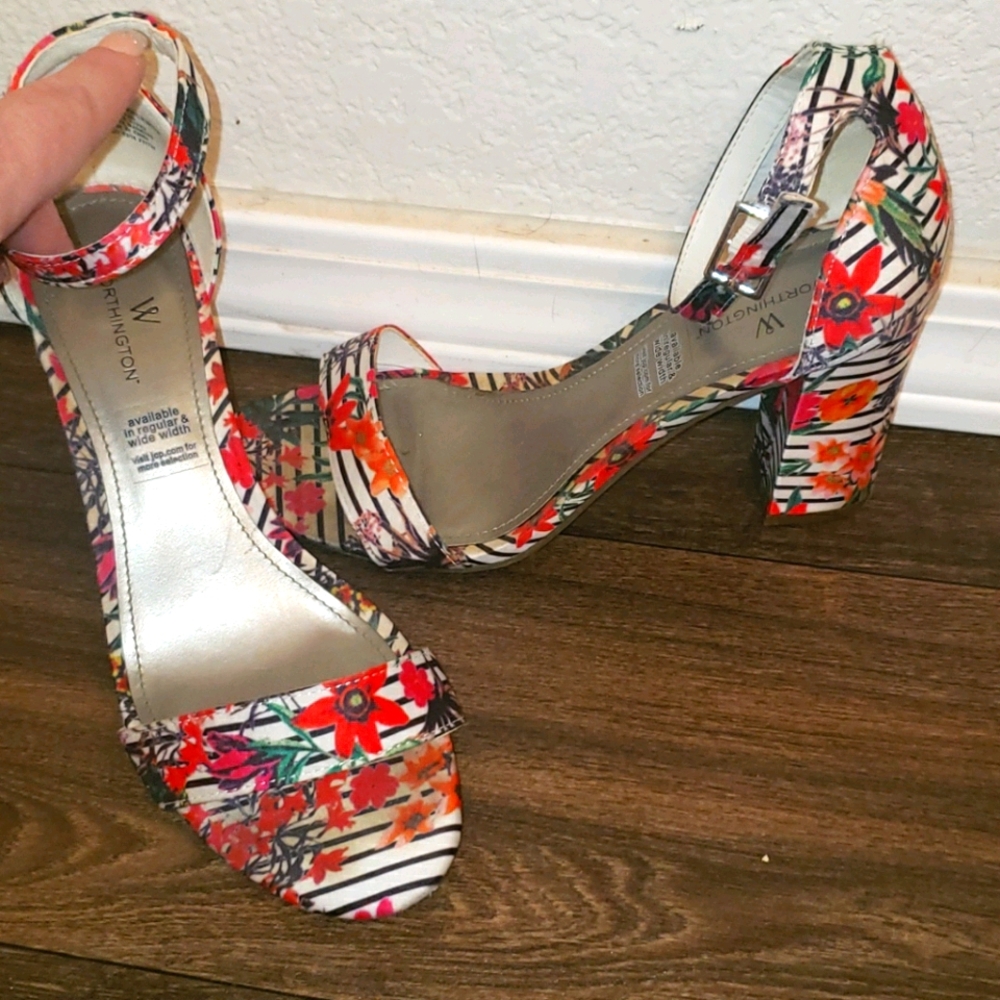 Floral chunky heels